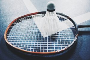 A Badminton Racket with shuttlecock