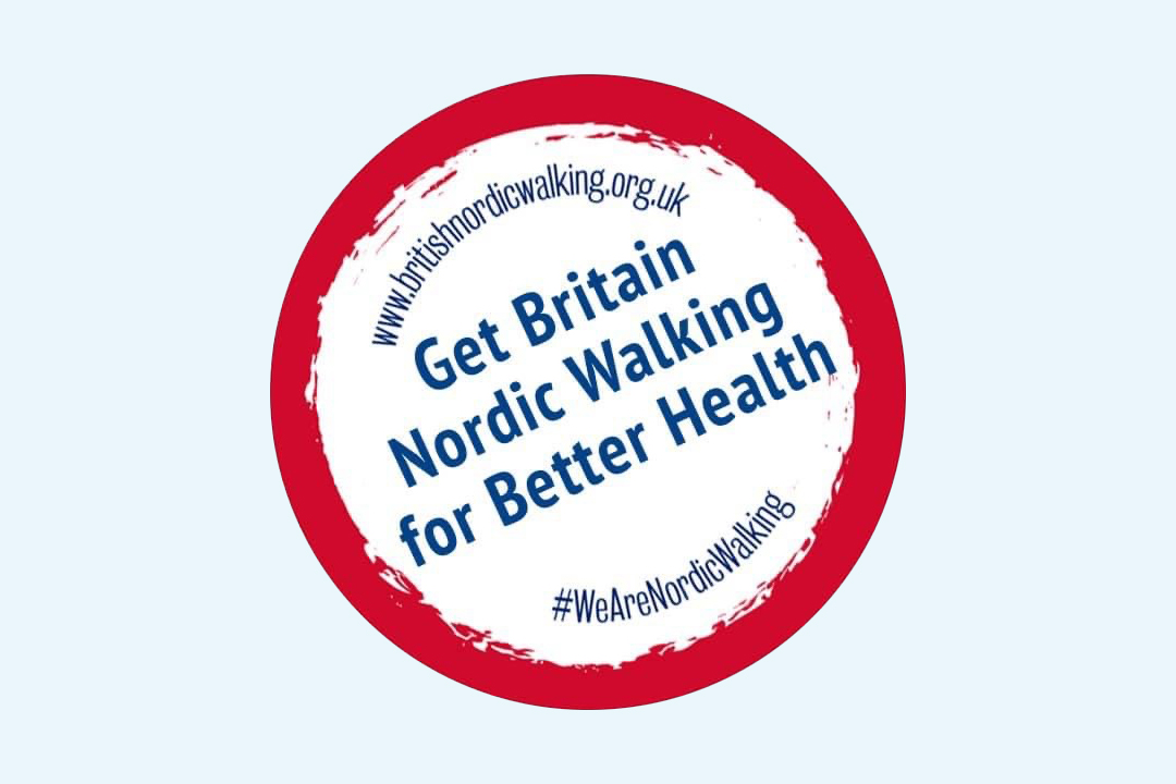 Get Britian Nordic Walking round sticker - learn Nordic Walking in Suffolk County